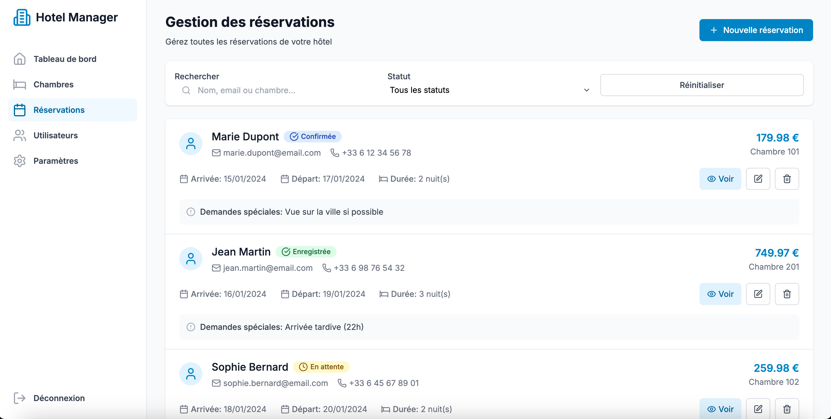 Hotel Manager - Reservations